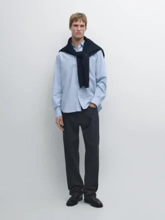 Chemise en popeline rayée à coupe classique