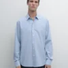 Chemise en popeline rayée à coupe classique Chemise en popeline rayée à coupe classique