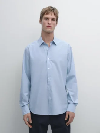 Chemise en popeline rayée à coupe classique