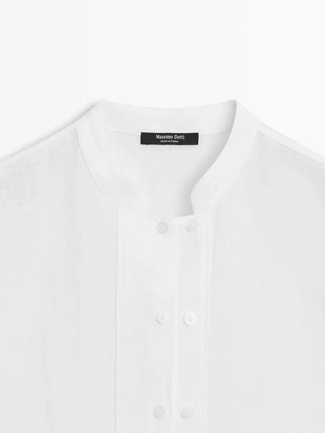 Chemise fluide 100 % lin avec détails boutonnés Chemise fluide 100 % lin avec détails boutonnés