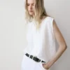 Chemise fluide 100 % lin avec détails boutonnés Chemise fluide 100 % lin avec détails boutonnés