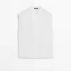 Chemise fluide 100 % lin avec détails boutonnés Chemise fluide 100 % lin avec détails boutonnés