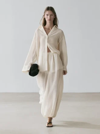 Chemise fluide avec détails plissés
