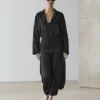 Chemise fluide en coton mélangé à col en V Chemise fluide en coton mélangé à col en V