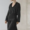 Chemise fluide en coton mélangé à col en V Chemise fluide en coton mélangé à col en V
