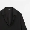 Chemise fluide en coton mélangé à col en V Chemise fluide en coton mélangé à col en V