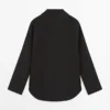 Chemise fluide en coton mélangé à col en V Chemise fluide en coton mélangé à col en V