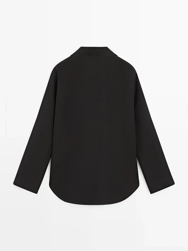 Chemise fluide en coton mélangé à col en V Chemise fluide en coton mélangé à col en V