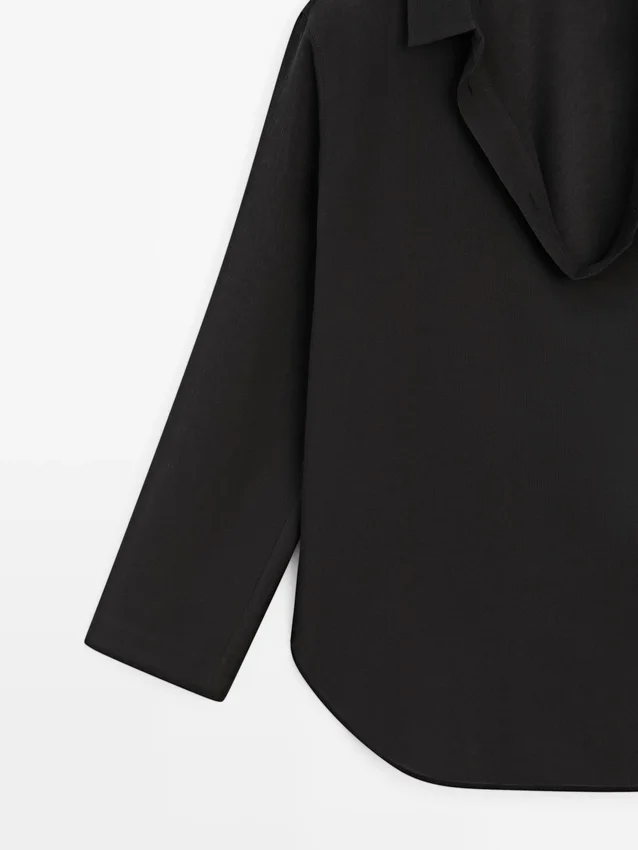 Chemise fluide en coton mélangé à col en V Chemise fluide en coton mélangé à col en V