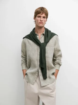 Chemise fluide en lin avec poche