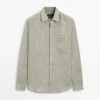 Chemise fluide en lin avec poche