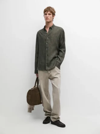 Chemise fluide en lin rayée
