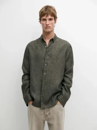 Chemise fluide en lin rayée