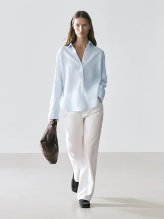 Chemise fluide à fines rayures 100 % lin