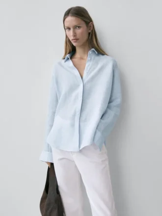 Chemise fluide à fines rayures 100 % lin