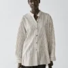 Chemise fluide à rayures avec col montant Chemise fluide à rayures avec col montant