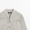 Chemise fluide à rayures avec col montant Chemise fluide à rayures avec col montant