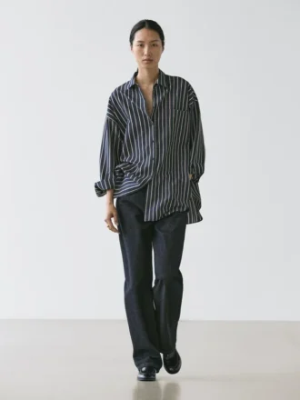 Chemise fluide à rayures avec détail de poche