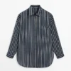 Chemise fluide à rayures avec détail de poche