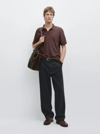 Chemise à manches courtes en lin et coton