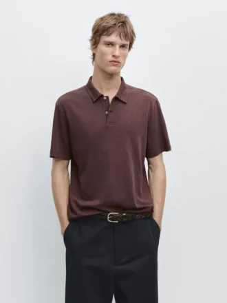 Chemise à manches courtes en lin et coton
