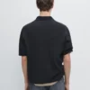 Chemise à manches courtes en maille texturée