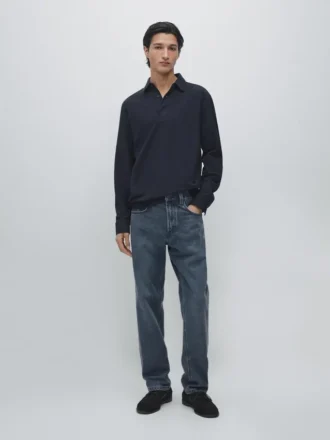 Chemise à manches longues en piqué texturé