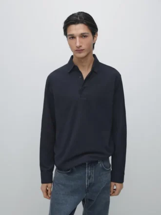 Chemise à manches longues en piqué texturé