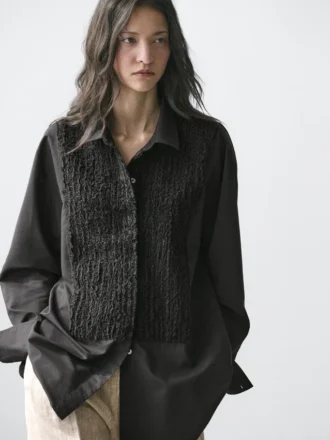 Chemise à plastron avec détails brodés