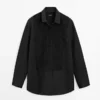 Chemise à plastron avec détails brodés Chemise à plastron avec détails brodés