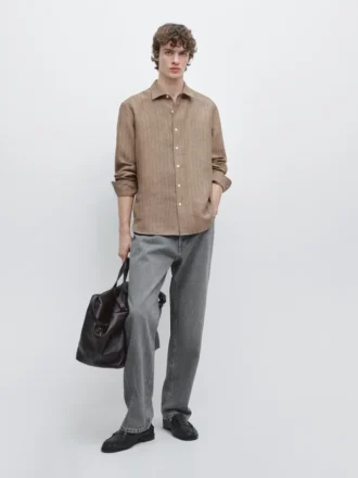 Chemise rayée 100 % lin