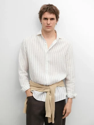 Chemise rayée 100 % lin