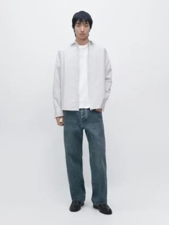 Chemise rayée en coton mélangé, coupe classique
