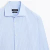 Chemise slim en sergé rayé