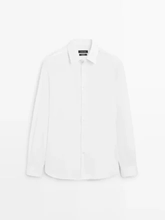 Chemise slim fit en popeline 100 % coton