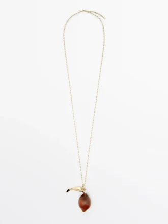 Collier à chaîne avec pendentif en verre en forme de citron