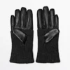 Gants en cuir nappa et tricot contrastés Gants en cuir nappa et tricot contrastés