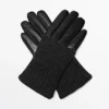 Gants en cuir nappa et tricot contrastés Gants en cuir nappa et tricot contrastés