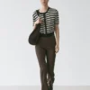 Gilet en maille à manches courtes rayé Gilet en maille à manches courtes rayé