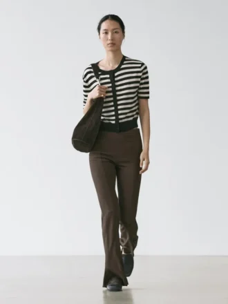 Gilet en maille à manches courtes rayé
