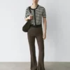 Gilet en maille à manches courtes rayé Gilet en maille à manches courtes rayé
