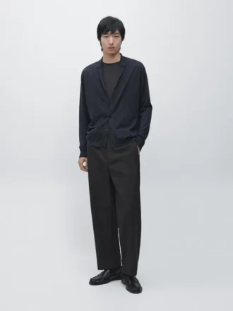 Gilet en maille mélangée de laine avec col à revers