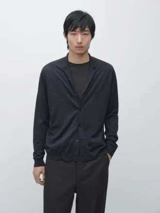 Gilet en maille mélangée de laine avec col à revers