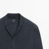 Gilet en maille mélangée de laine avec col à revers Gilet en maille mélangée de laine avec col à revers