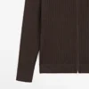 Gilets en coton à mailles torsadées avec fermeture éclair Gilets en coton à mailles torsadées avec fermeture éclair