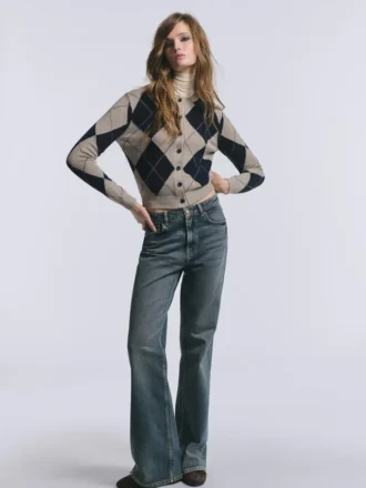 Gilets en maille argyle en coton mélangé