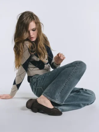 Gilets en maille argyle en coton mélangé