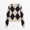 Gilets en maille argyle en coton mélangé Gilets en maille argyle en coton mélangé