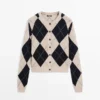 Gilets en maille argyle en coton mélangé Gilets en maille argyle en coton mélangé