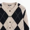 Gilets en maille argyle en coton mélangé Gilets en maille argyle en coton mélangé